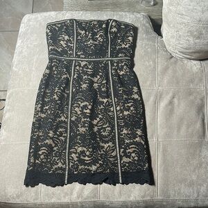 Aidan by Aidan Mattox Strapless Black and Cream Sheath Dress